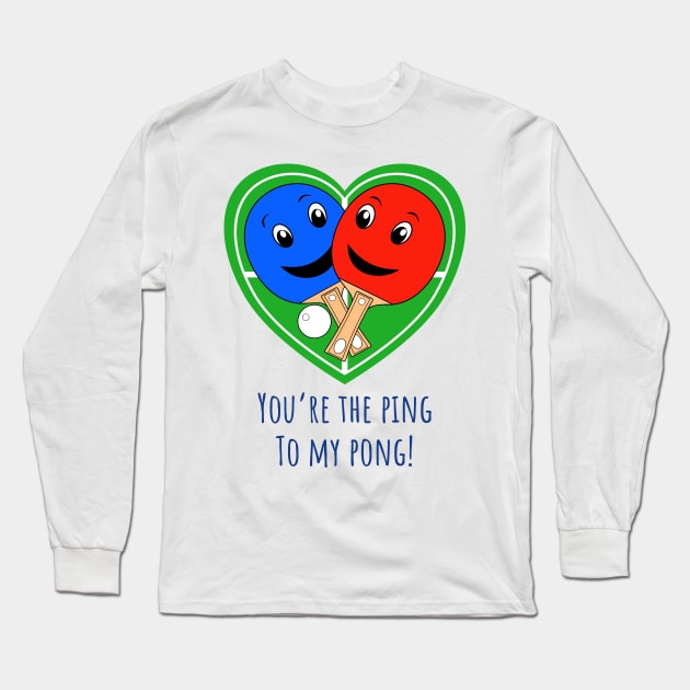 Valentines Table Tennis Long Sleeve T-Shirt by brodyquixote